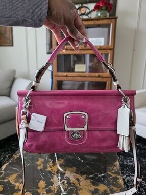 Coach Willis Legacy City Colorblock Magenta Leather Satchel Crossbody NWT